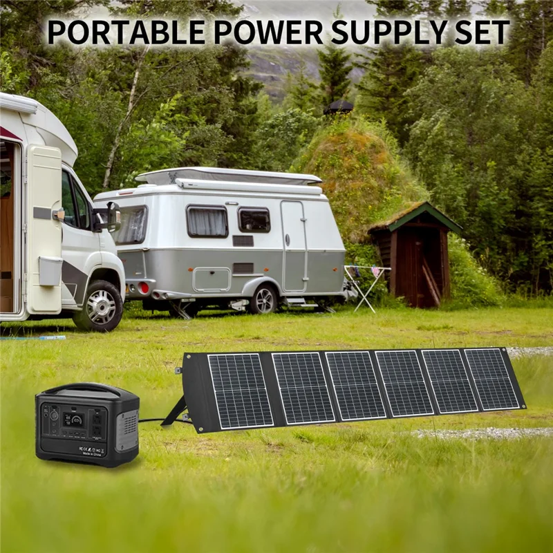 UC-100D 100W 20V ETFE Solar Charger Foldable Solar Panel for Outdoor Camping RV Power Supply - Black