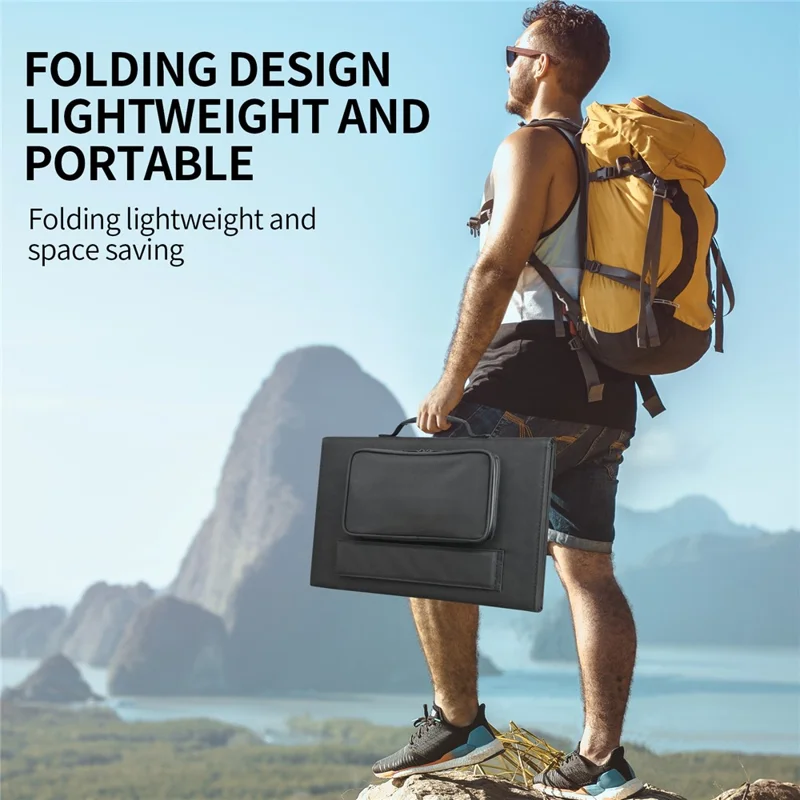 UC-100D 100W 20V ETFE Solar Charger Foldable Solar Panel for Outdoor Camping RV Power Supply - Black