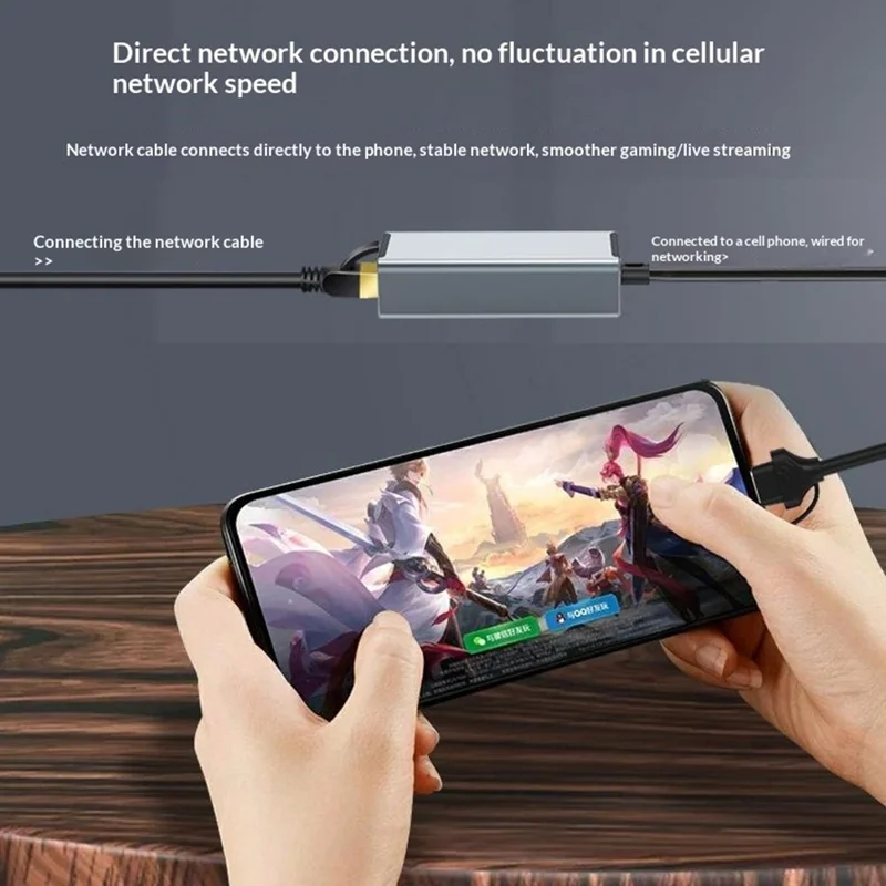 HC-72S USB-C / USB-A to RJ45 Ethernet Adapter 100Mbps LAN Network Converter for Laptop Phone Tablet - Grey