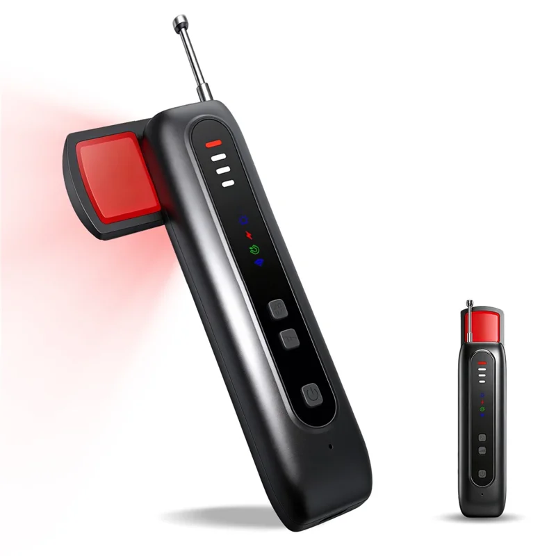 T07 Wielofunkcyjny detektor podczerwieni, lokalizator ukrytych kamer, wykrywacz sygnału WiFi, lokalizator podsłuchów antyszpiegowskich, ochrona prywatności w hotelu - Czarny