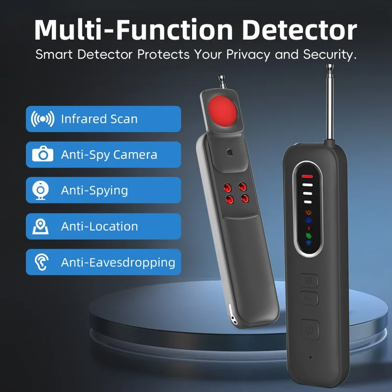 T012 Infrared Detection Anti-Spy Camera RF Signal Detector for Hotel Privacy Protection - Black