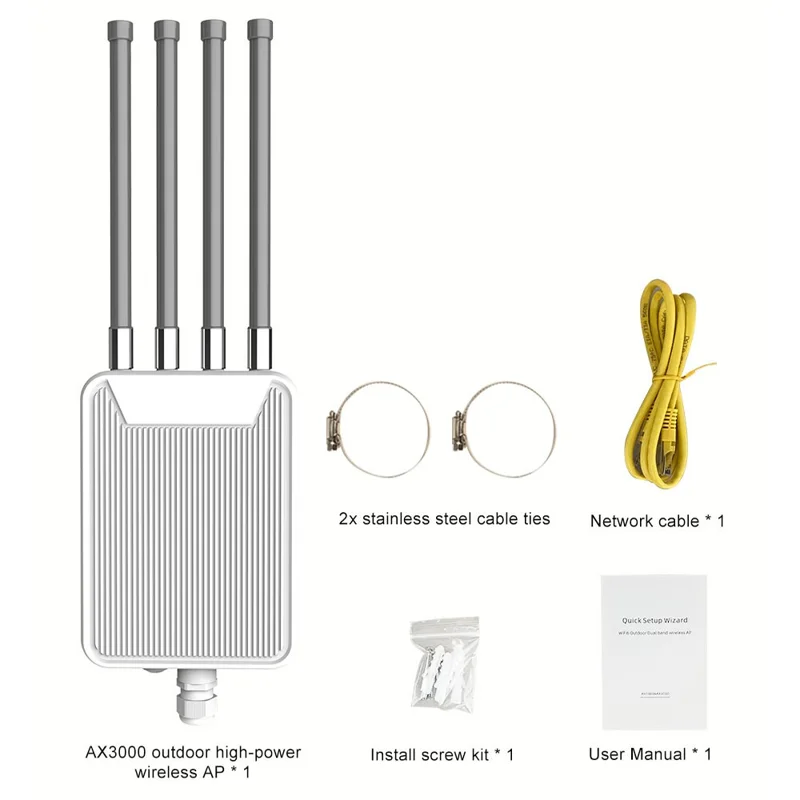HW3000M 3000Mbps High Power Modem AX3000 Outdoor Wireless AP WiFi 6 Dual Band WiFi Router - US Plug