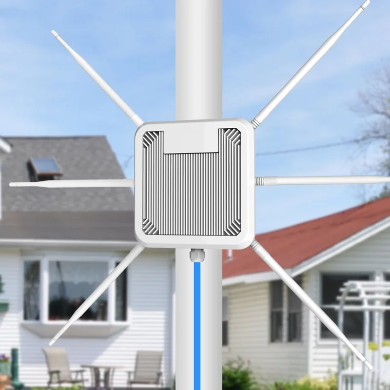 Router AP wireless esterno HW3000B IP67 impermeabile WiFi 6 dual band 3000 Mbps con antenna 6x 7dBi - Spina US