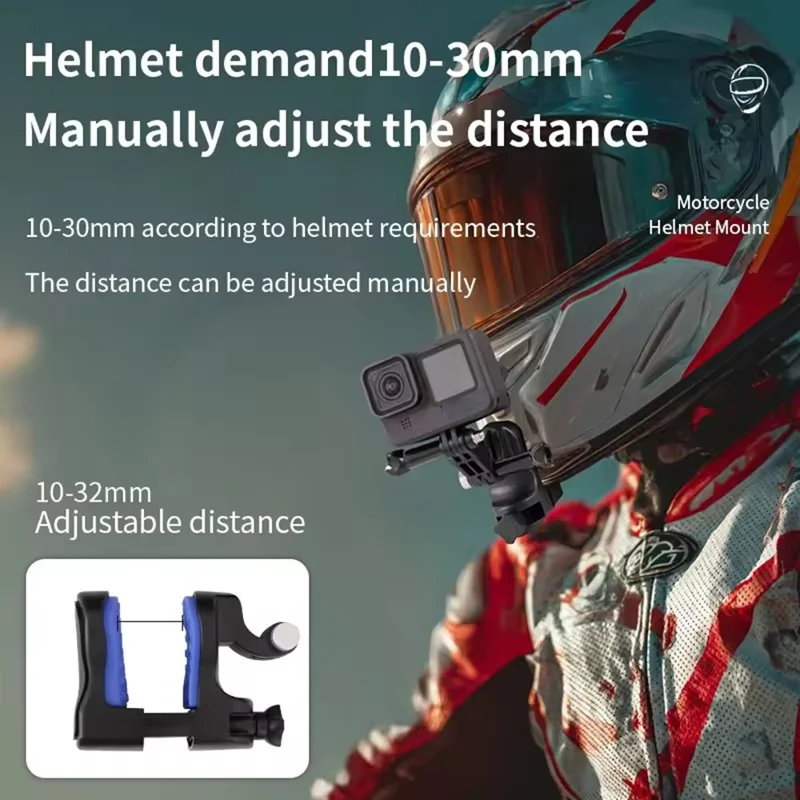 E068 دعامة ذقن خوذة الدراجة النارية للكاميرا الرياضية قابلة للتعديل مع مشبك تثبيت سريع