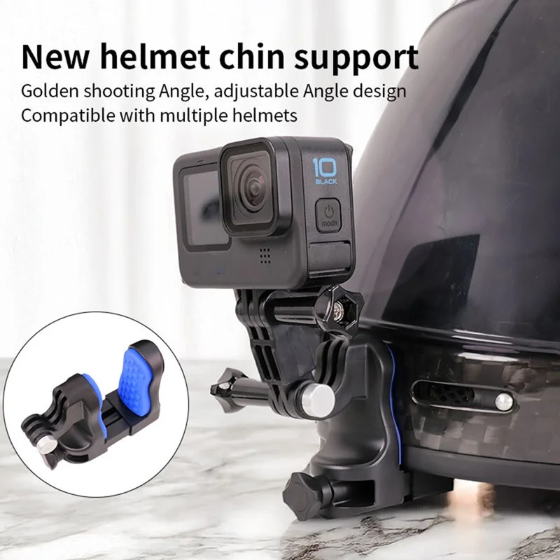 E068 دعامة ذقن خوذة الدراجة النارية للكاميرا الرياضية قابلة للتعديل مع مشبك تثبيت سريع