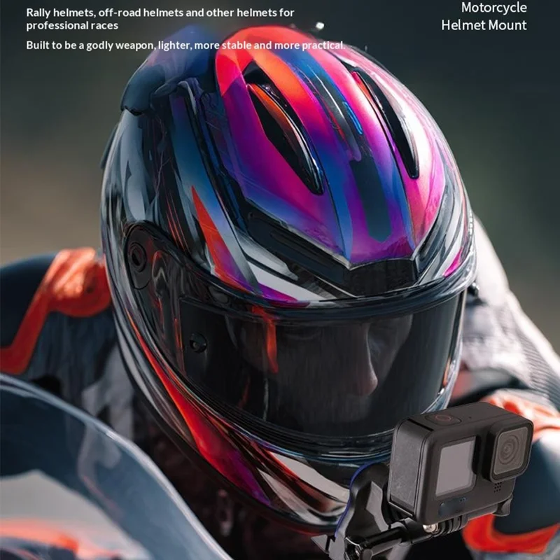 E068 دعامة ذقن خوذة الدراجة النارية للكاميرا الرياضية قابلة للتعديل مع مشبك تثبيت سريع