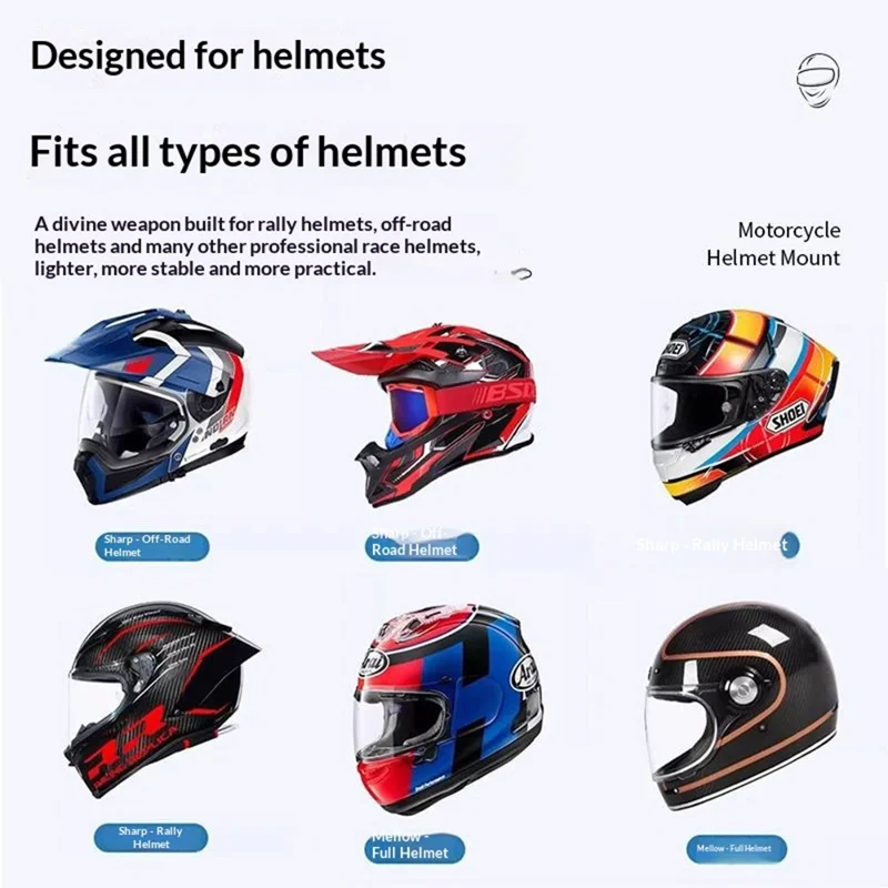 E068 دعامة ذقن خوذة الدراجة النارية للكاميرا الرياضية قابلة للتعديل مع مشبك تثبيت سريع