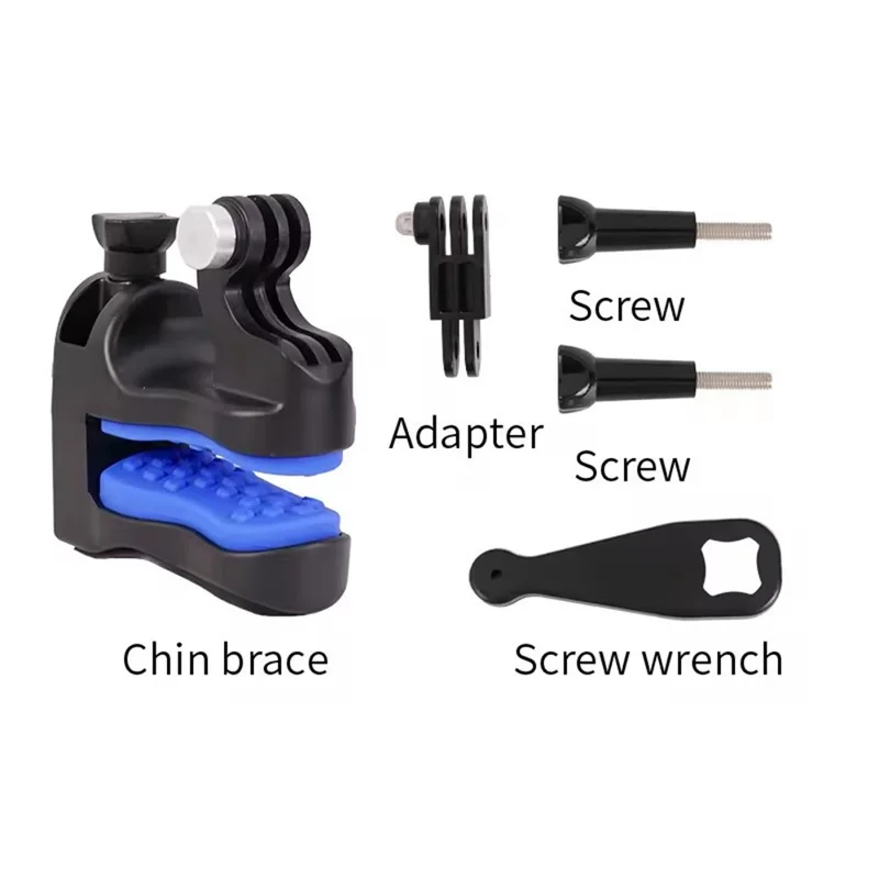 E068 دعامة ذقن خوذة الدراجة النارية للكاميرا الرياضية قابلة للتعديل مع مشبك تثبيت سريع