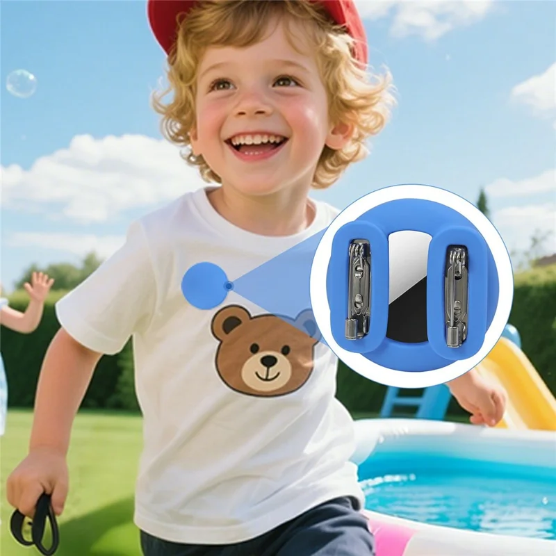 For Apple AirTag Silicone Case Double Pin Design Pet Kids GPS Tracker Holder Protective Cover - White