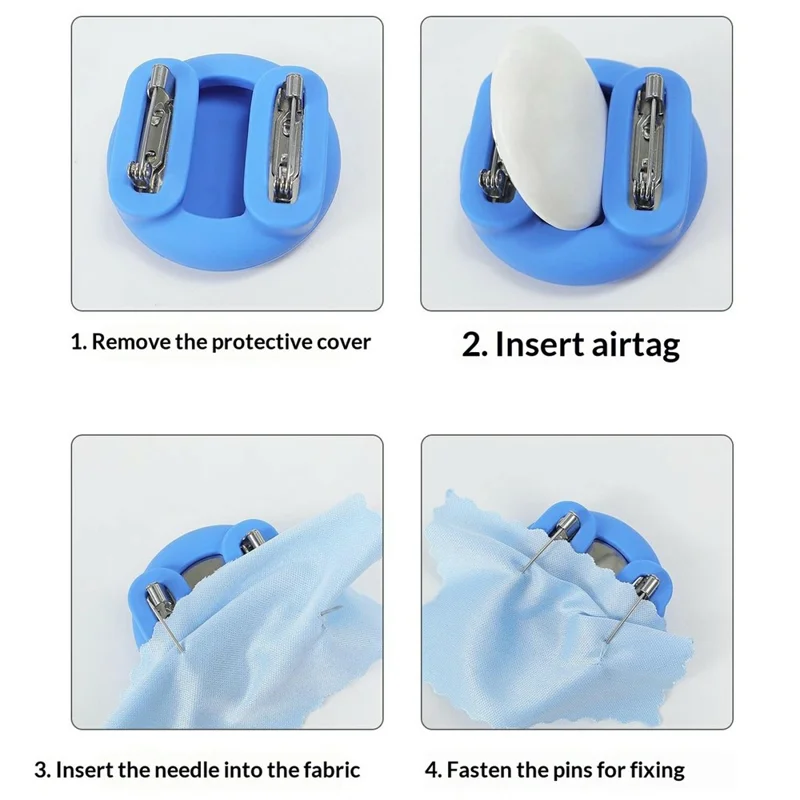 For Apple AirTag Silicone Case Double Pin Design Pet Kids GPS Tracker Holder Protective Cover - White