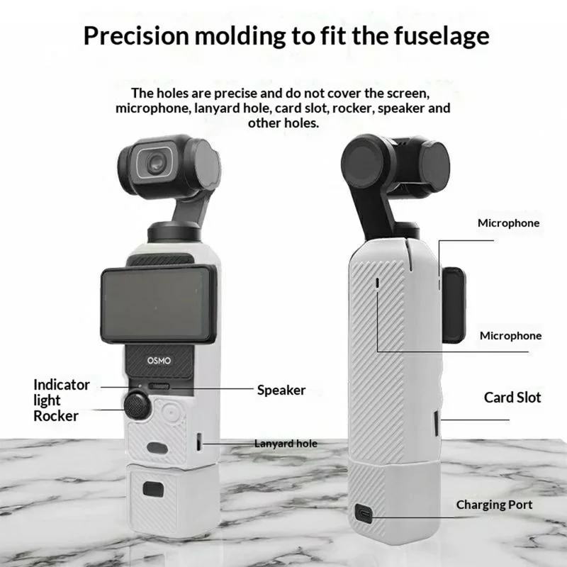 Y007 For DJI Osmo Pocket 3 Shockproof Case Gimbal Camera Anti Scratch Silicone Protective Cover Set - Pink