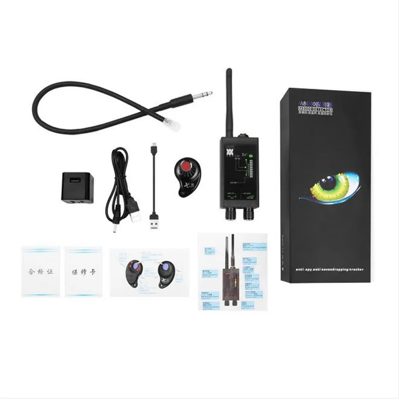 M8000 Signal Detector Anti Spy Camera GPS Tracker Wireless Signal Detector for Hotel Office Car - Black