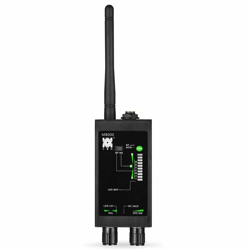M8000 Signal Detector Anti Spy Camera GPS Tracker Wireless Signal Detector for Hotel Office Car - Black
