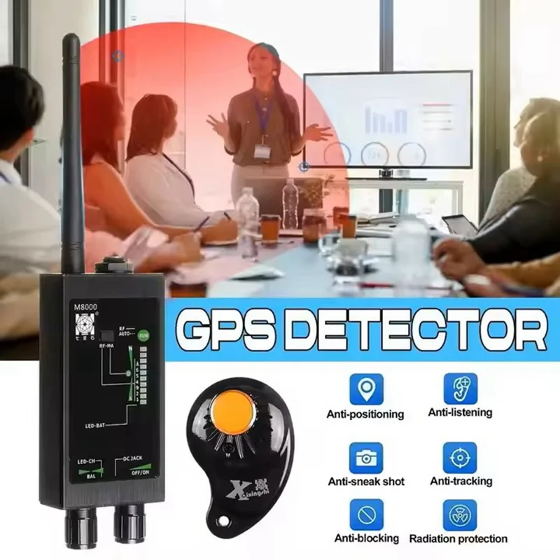 M8000 Signal Detector Anti Spy Camera GPS Tracker Wireless Signal Detector for Hotel Office Car - Black