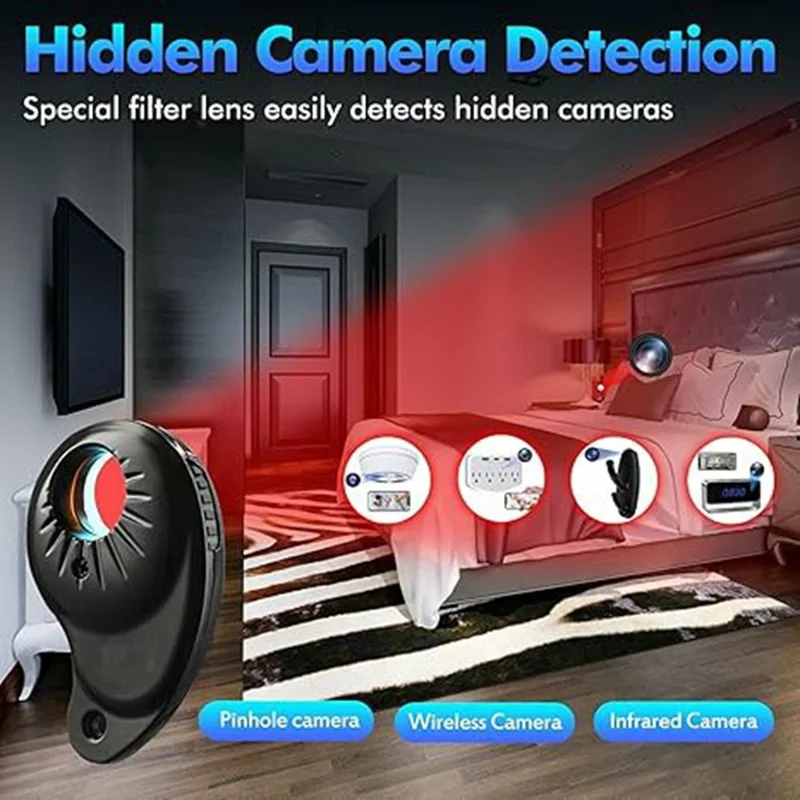 M8000 Signal Detector Anti Spy Camera GPS Tracker Wireless Signal Detector for Hotel Office Car - Black
