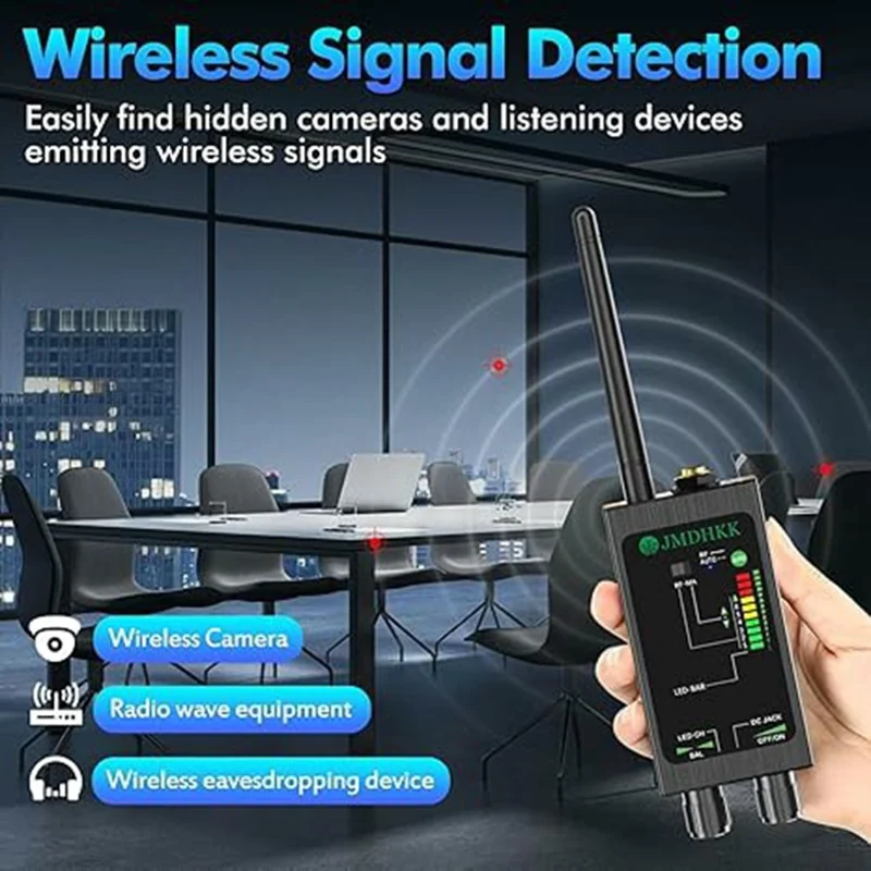 M8000 Signal Detector Anti Spy Camera GPS Tracker Wireless Signal Detector for Hotel Office Car - Black