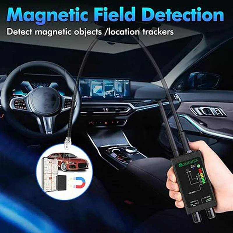 M8000 Signal Detector Anti Spy Camera GPS Tracker Wireless Signal Detector for Hotel Office Car - Black