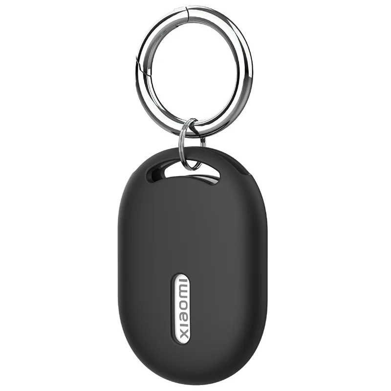 For Xiaomi Tag Tracker Liquid Silicone Case Tracket Protective Cover with Hanging Buckle - Black