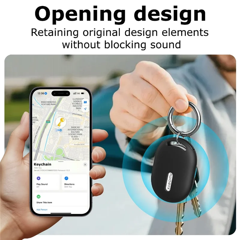 For Xiaomi Tag Tracker Liquid Silicone Case Tracket Protective Cover with Hanging Buckle - Black