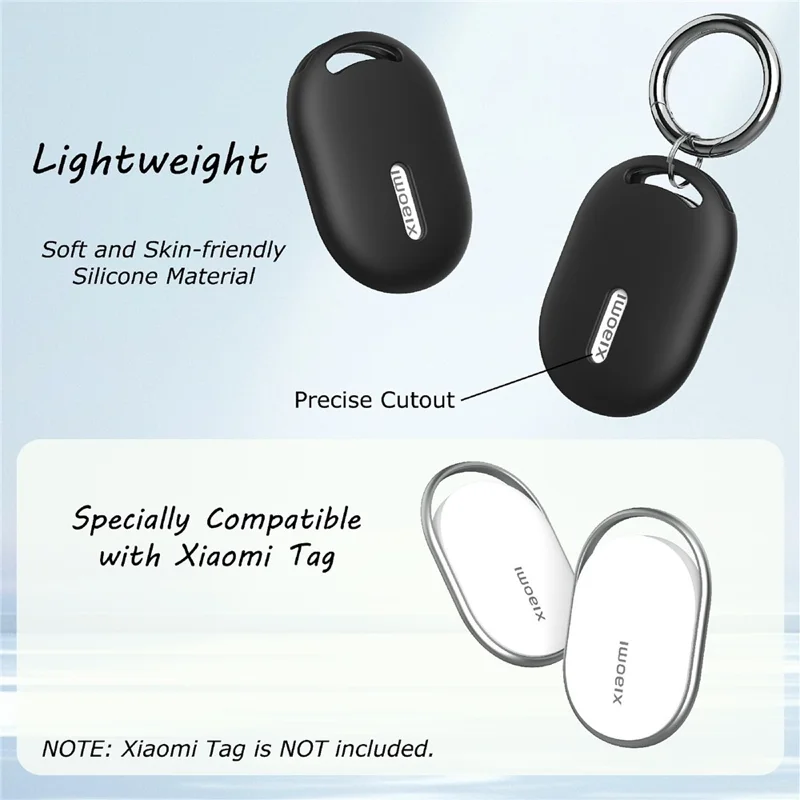 For Xiaomi Tag Tracker Liquid Silicone Case Tracket Protective Cover with Hanging Buckle - Black