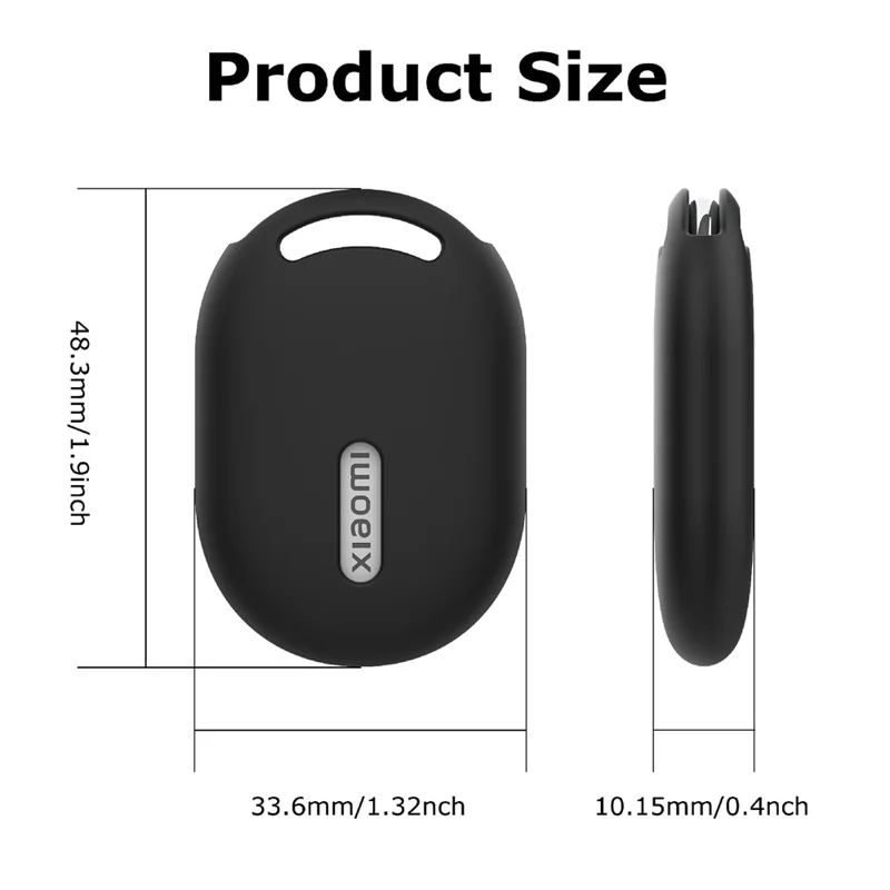 For Xiaomi Tag Tracker Liquid Silicone Case Tracket Protective Cover with Hanging Buckle - Black