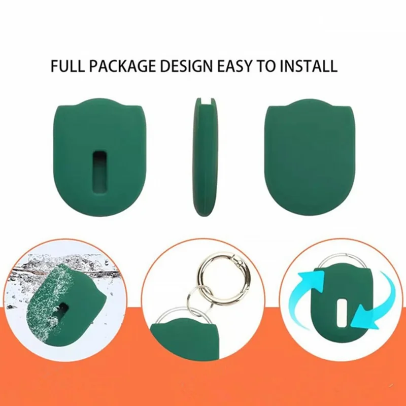 For Xiaomi Tag Silicone Protective Case Shockproof Tracker Cover with Hanging Buckle - Blackish Green