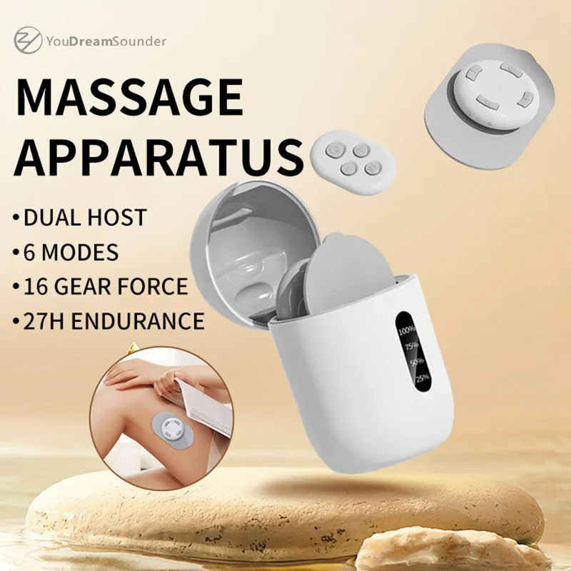 Q1 Mini trådlösa massagepåsar 6 massagemodeller 2 utbytbara påsar med laddningslåda för helkroppsavslappning - Vit