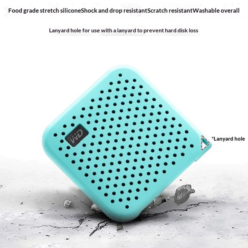 Custodia in silicone per Western Digital WD Elements SE SSD, cover protettiva antiurto con laccetto - Verde menta