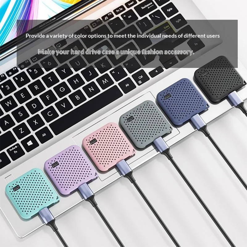 Custodia in silicone per Western Digital WD Elements SE SSD, cover protettiva antiurto con laccetto - Verde menta