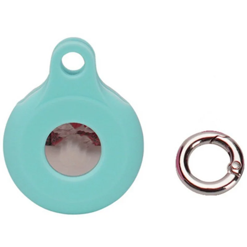 For Apple AirTag Anti-Lost Tracker Holder Silicone Case Protective Cover with Keyring - Mint Green