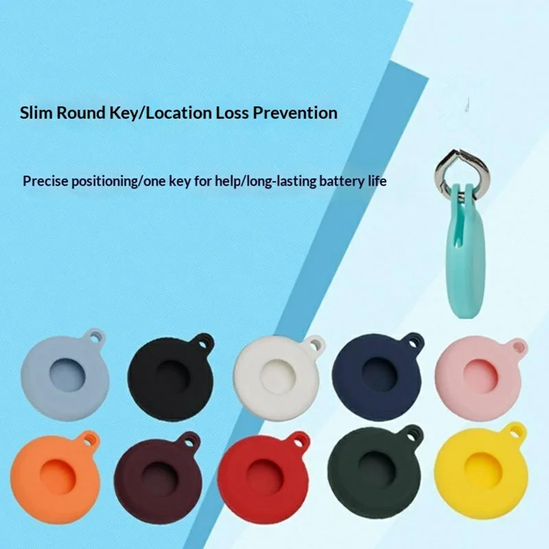 For Apple AirTag Anti-Lost Tracker Holder Silicone Case Protective Cover with Keyring - Mint Green
