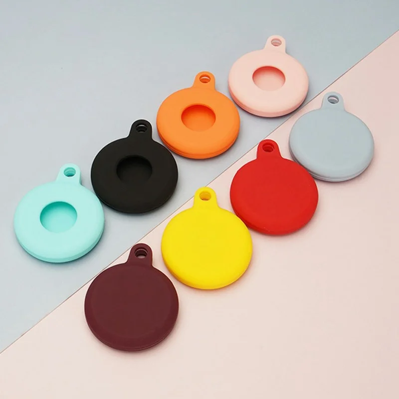 For Apple AirTag Anti-Lost Tracker Holder Silicone Case Protective Cover with Keyring - Mint Green