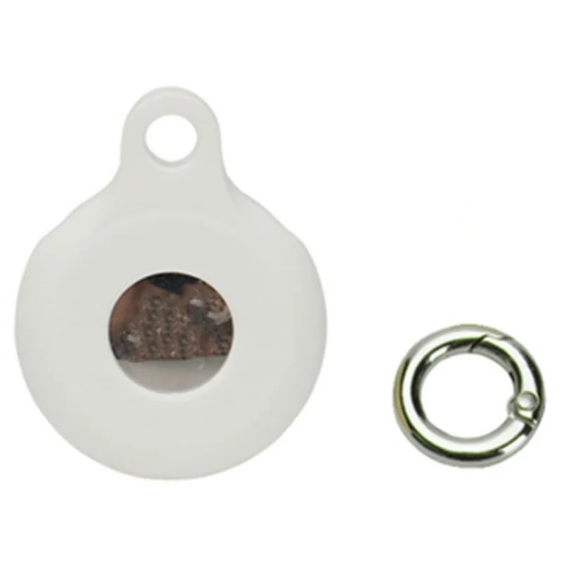 For Apple AirTag Anti-Lost Tracker Holder Silicone Case Protective Cover with Keyring - White