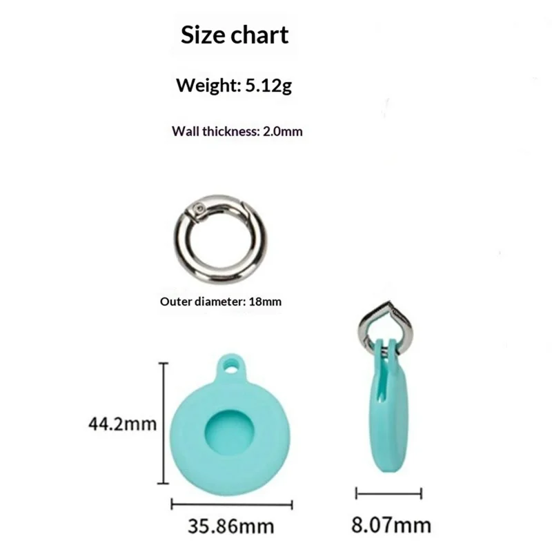 For Apple AirTag Anti-Lost Tracker Holder Silicone Case Protective Cover with Keyring - White