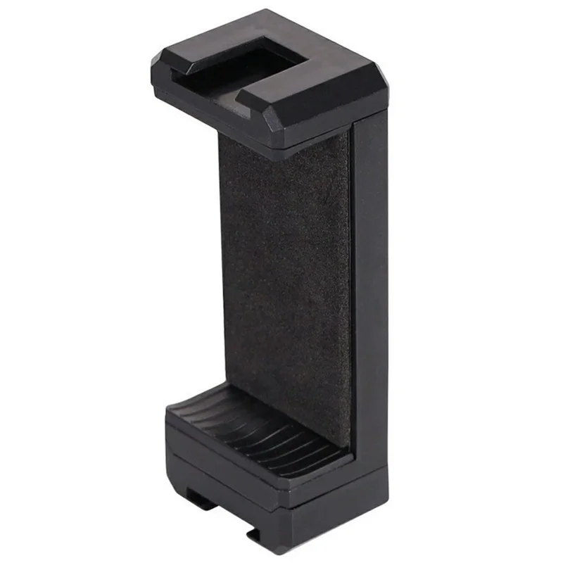 D010 Phone Clip Holder with Dual Hot Shoe Mount 1 / 4" Screw Thread for Live Streaming Tripod Stand - Black