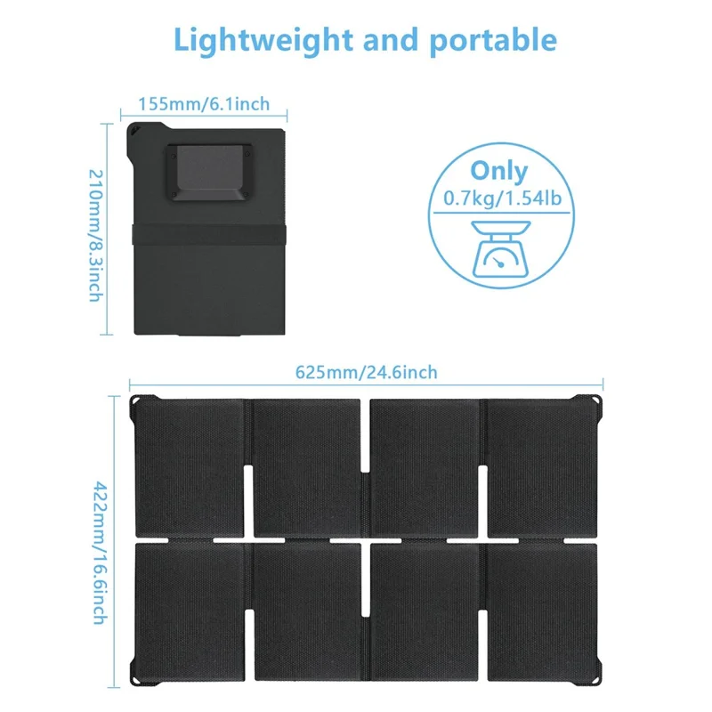 UT-80H 45W Foldable Solar Panel with Type-C  /  USB  /  DC Ports IP65 Waterproof Portable Solar Charger for Outdoor Camping - Black