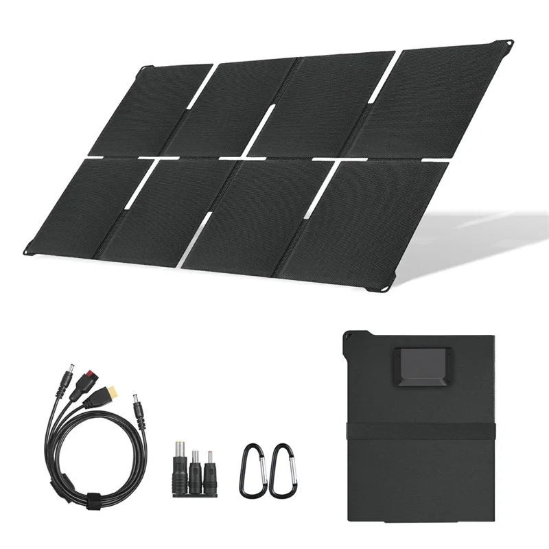 UT-80H 80W Foldable Solar Panel with Type-C  /  USB  /  DC Ports IP65 Waterproof Portable Solar Charger for Outdoor Camping - Black