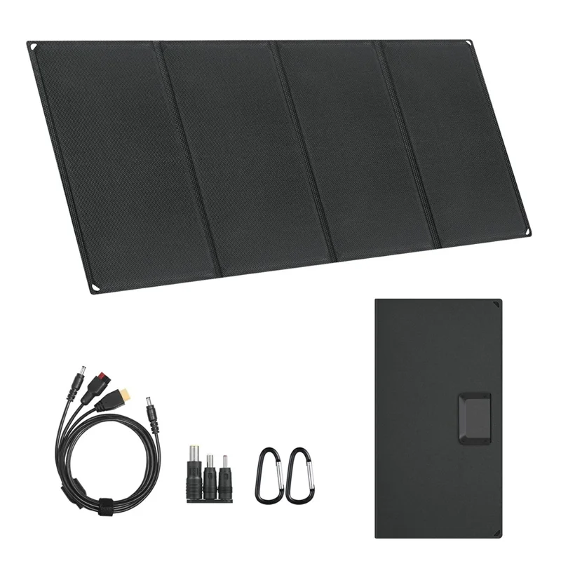 UT-60H 60W Foldable Solar Panel with Type-C  /  USB  /  DC Ports IP65 Waterproof Portable Solar Charger for Outdoor Camping - Black