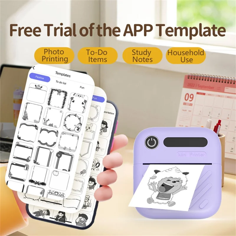 A36 Mini Thermal Printer 200 DPI Portable  Bluetooth-compatible Label Printer for Office Study (APP: AumiLabel) - Green