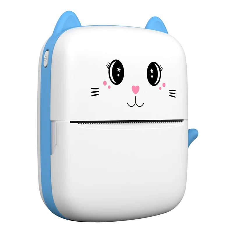 A9 Cartoon Cat Design Mini Thermal Printer 200 DPI Bluetooth-compatible Portable Pocket Printer (APP: AumiLabel) - Blue