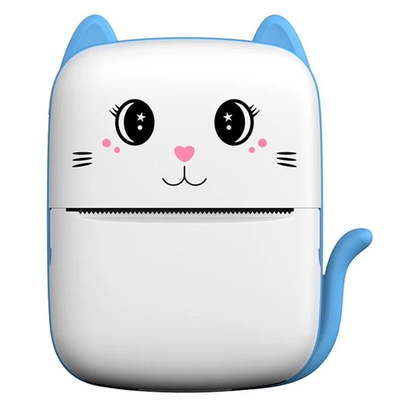 A9 Cartoon Cat Design Mini Thermal Printer 200 DPI Bluetooth-compatible Portable Pocket Printer (APP: AumiLabel) - Blue