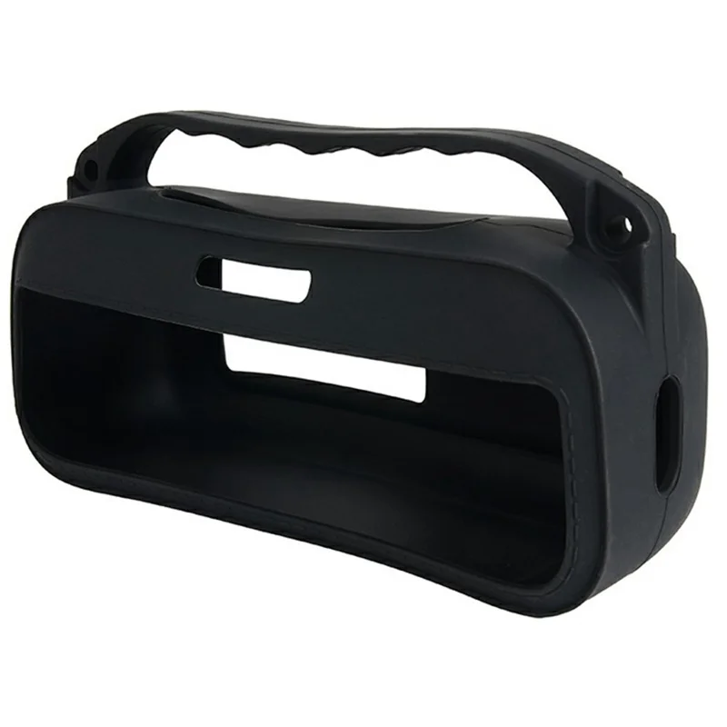 Silicone Case for Bose SoundLink Plus Speaker Dustproof Shockproof Portable Protective Cover with Carabiner Shoulder Strap - Black