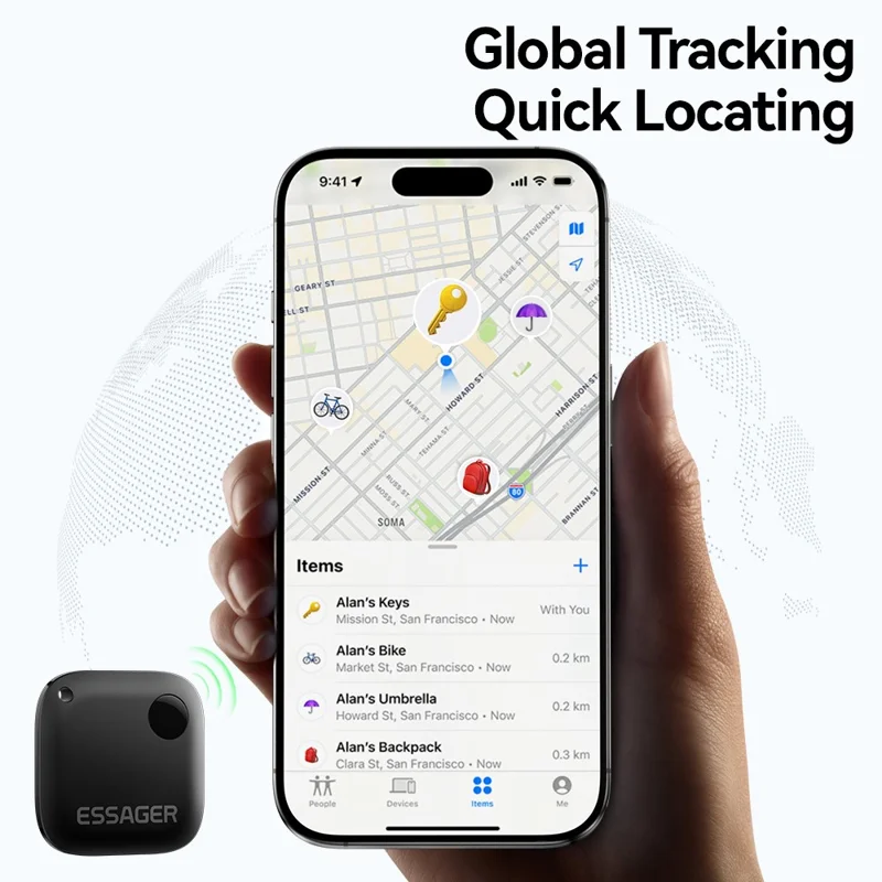 ESSAGER WWQ Tag Smart Tracker Mini Item Finder Anti-Lost Device for Keys Backpack - Green