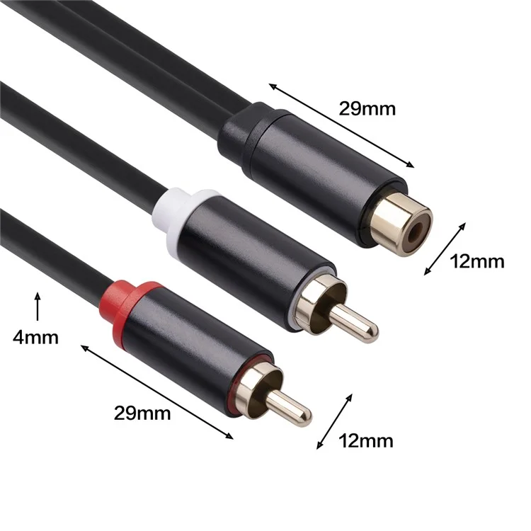 RCA Female to Dual 2-RCA Male Adapter Stereo Splitter Y Audio Cable