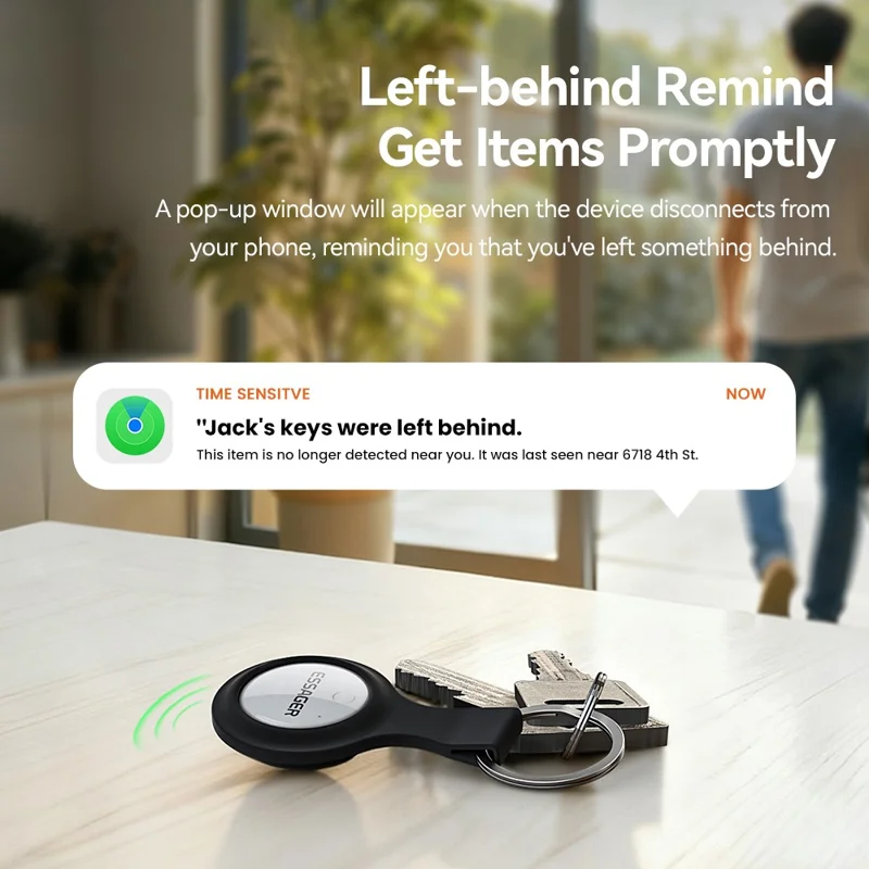 ESSAGER Smart Tag Tracker Anti-Lost Device Keys Bags Locator Compatible with Find My App - Black