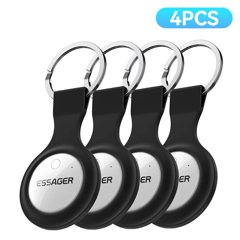 ESSAGER 4Pcs Smart Tag Tracker Anti-Lost Device Keys Bags Locator Compatible with Find My App - Black