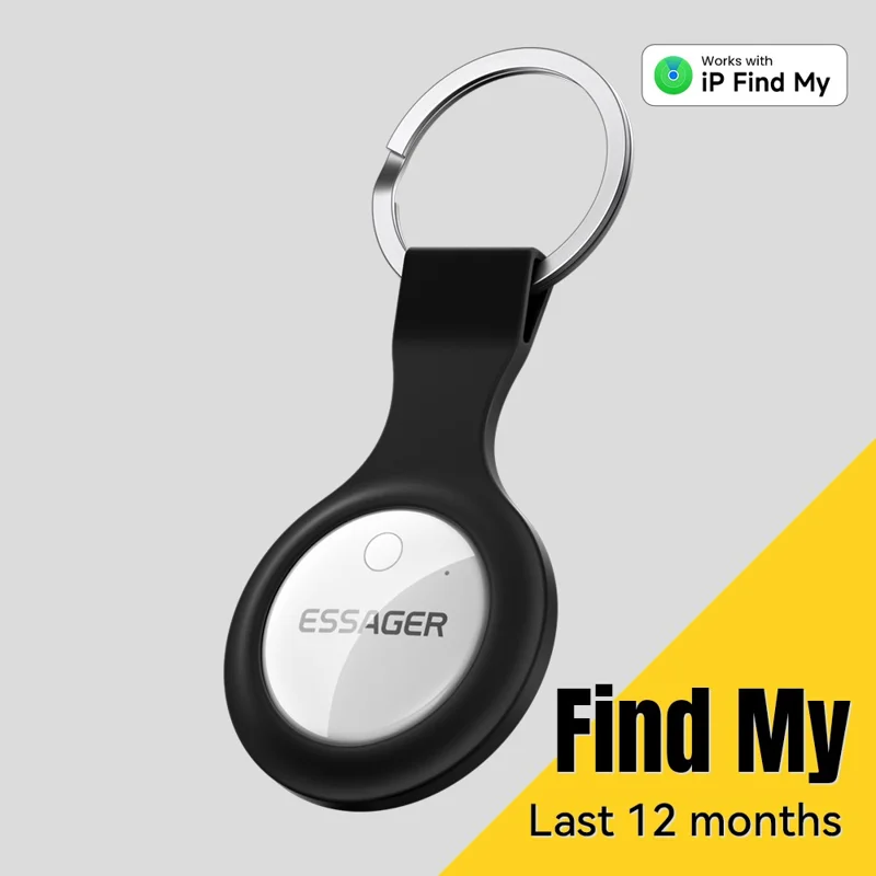 ESSAGER 4Pcs Smart Tag Tracker Anti-Lost Device Keys Bags Locator Compatible with Find My App - Black