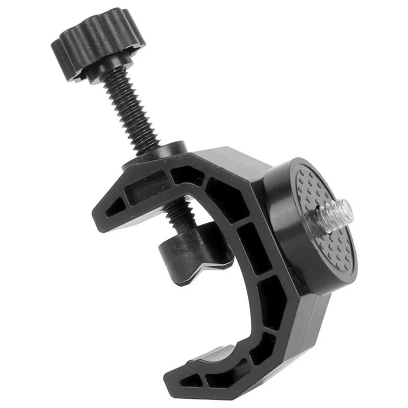 K031 Pole Mount Extension Phone Holder C-Clamp Bracket for Live Streaming Video Recording - Black