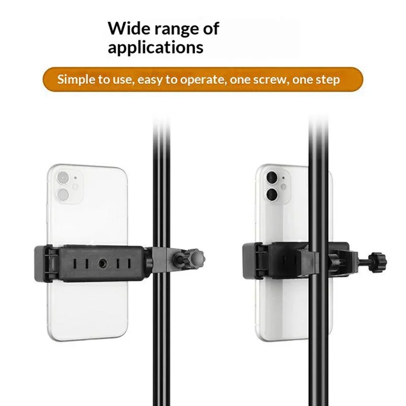 K031 Pole Mount Extension Phone Holder C-Clamp Bracket for Live Streaming Video Recording - Black