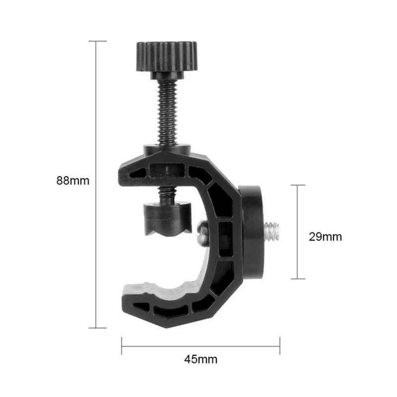 K031 Pole Mount Extension Phone Holder C-Clamp Bracket for Live Streaming Video Recording - Black
